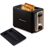 Roma 2-Slice Pop-up Toaster with Lid Cover, 6 Browning Options 2-Yr Warranty, Black, Automatic Electric Toaster