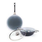 Eco-Glide Ceramic Cookware Set, Kadhai & Glass Lid-24cm, Dosa Tawa-28cm, Non-toxic, Chemical & PFOA Free, Gas/Induction Compatible, 2-Year Warranty
