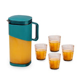 Ambrosia Water Jug and Glass 5 Pc. Set, 1.8 L Jug with 4 Glasses, Serve Juices, Water and Other Beverages, BPA-free, Ideal for House Parties, Easy Pouring, Leak-proof, 1-Yr Warranty, Blue