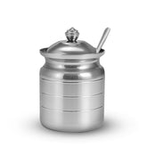 Ambrosia Premium Stainless-steel Ghee Pot with Spoon & Lid, 500 ml, Tight SS Lid, Rust-resistant & Durable Material, Ghee Storage for Kitchen, Multi-purpose Use, Silver, 1-Yr Warranty