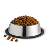 Ambrosia Stainless-steel Pet Bowl, Feeding Bowl for Dogs Cats Rabbits Puppies, 700 ml, Anti-skid, Mess-free Eating, Scratch-resistant, Non-porous, Light-weight, Silver, 1-Yr Warranty