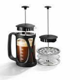 French Press Coffee Maker 350 ml | Heat Resistant Borosilicate Glass Carafe | 18/8 Stainless Steel 4 -Level Strainer System| Brew in 3 Mins | 1 Year Warranty