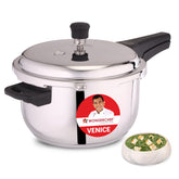 Renewed Venice Stainless-steel Pressure Cooker | 5L | Outer Lid | Triply Bottom | Compatible with Gas Stove, Induction, and Electric Stoves | ISI Certified | 1-Year Warranty