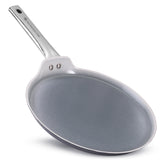 Eco-Glide Ceramic Dosa Tawa 28cm, Non-Toxic, Chemical & PFOA Free, Low Oil Cooking, Scratch-resistant, Stainless-steel Handle, Gas & Induction Compatible, 2-Year Warranty, Grey