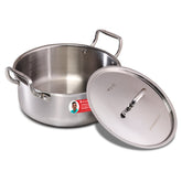 Stella Triply Stainless Steel Casserole with Lid | 24 cm, 4.5 Litres | Compatible with Gas Stove, Induction, Ceramic Cooktop | Non-toxic | Heavy-duty Handle | 10-year Warranty