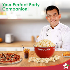 Ambrosia Stainless-steel Popcorn Bowl, 1.4 L, Dual-tone, Serve Chips, Snacks, Fruits or Use for Mixing/Storing, Ideal for Movie Nights & Parties, Scratch-resistant, Red, 1-Yr Warranty