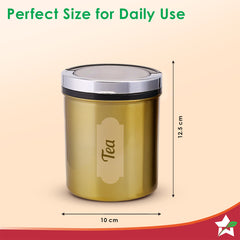 Ambrosia Kitchen Organiser 3 Pc. Set with See-through Lid for Kitchen/Dining Table, Store Tea Coffee Sugar, Airtight Transparent Lid with Silicone Lock Mechanism, 1-Yr Warranty, Gold Finish