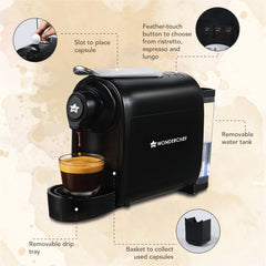 Regalia 15 Bar Capsule Coffee Maker with Free Frother for Cappuccino | Perfect Expresso Shots - Ristretto, Espresso, Lungo |Compatible with Nespresso Capsules| 700 ml Water Tank|1400W | 2 Year Warranty