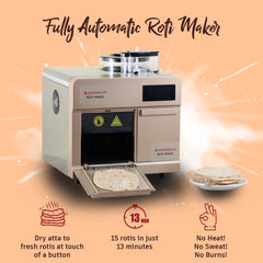 Roti Magic, Fully Automatic Electric Roti Maker Machine for Homemade Hot Fresh Rotis, Dough Kneading, Rolling and Baking, Easy to Use, 12+ rotis in 15 mins, 2-Yr Warranty