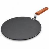 Ebony 28 cm Roti Tawa | Wooden Handle With Rivets | Hard Anodized Aluminium| Non Stick Tawa | 4.88 mm | 2 Years Warranty | Black