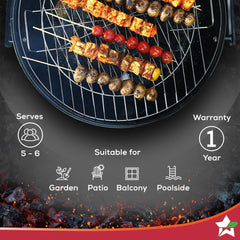 Charcoal Barbeque, BBQ Charcoal Grill, Outdoor Grilling, 1 Year Warranty