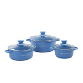 Granite Die-cast Non-stick Casserole Set, 6Pc (1150ML, 2000ML, 4500ML) With Lids, Induction Bottom, Soft Touch Handles, Pure Grade Aluminium, PFOA/Heavy Metal Free, 2 Years Warranty, Blue