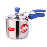 Nigella Stainless Steel 3L Inner Lid Pressure Cooker | 6mm thick bottom | Soft Touch Handles | Induction Friendly | Silver