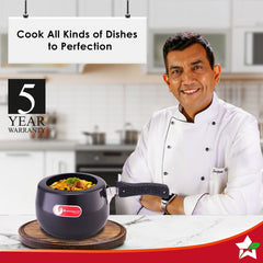 Taurus Hard Anodized 3L Inner Lid Pressure Cooker | Soft Touch Handles for Durability Induction Friendly | Black