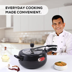 Taurus Hard Anodized 5L Inner Lid Pressure Cooker, SS Lid, Cool Touch Handles for Durability, Induction Friendly, Black, 5 year warranty, ISI Certified