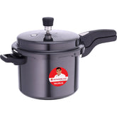 Taurus Hard Anodized 5L Outer Lid Pressure Cooker, SS Lid, Soft Touch Handles for Durability, Induction Friendly, Black, 5 year warranty, ISI Certified