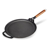 Ferro Light-weight Cast-iron Dosa Tawa | 30cm | Pre-seasoned with 100% Vegetable Oil | 40% Lighter than Regular Cast-iron Cookware | Cool-touch Real Acacia Wood Handles | 10-Year Warranty