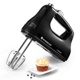 Essenza Hand Mixer | 3 Variable Speed Settings | 300W | For Beating, Whisking, Whipping, Kneading | Stainless-steel Beater and Kneader Attachments | Low Noise | Black | 2-Year Warranty