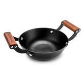 Pre-Seasoned Ferro Light 24cm Kadhai | 2.3L | Acacia Wooden Handles | Gravity Moulding Technology | No Chemical Coating |10 Year Warranty