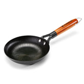 Ferro Light-weight Cast-iron Fry Pan, 18cm, 40% Lighter, Pre-seasoned with 100% Vegetable Oil, Non-toxic, Chemical-free, Induction-friendly, Long Cool-touch Wood Handles, 10-Yr Warranty