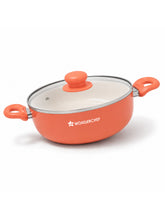 Natura Ceramic Casserole & Glass Lid for Cooking, 24cm, 4.5L, Non-toxic Chemical-free Coating, PFOA/PFAS-Free, For Kitchen, Scratch-resistant, Gas & Induction Compatible, 2-Yr Warranty, Peach