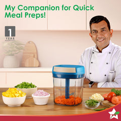 Pulse Vegetable String Chopper | Vegetable Cutter | 900ml | 6 Sharp Stainless-steel Blades for Precise Cutting | Transparent Bowl | Anti-slip Design | 1-Year Warranty