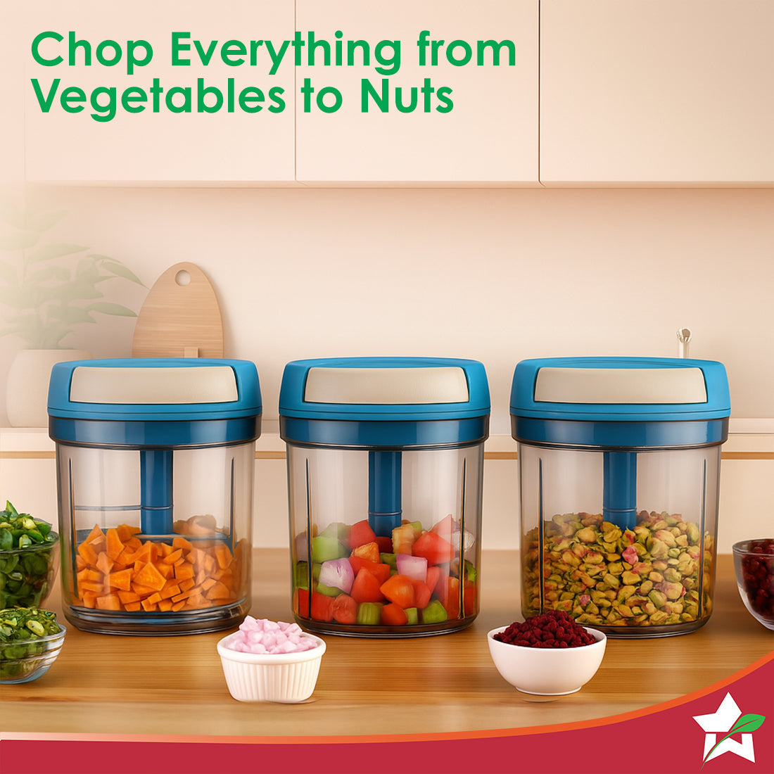 Pulse Vegetable String Chopper | Vegetable Cutter | 900ml | 6 Sharp Stainless-steel Blades for Precise Cutting | Transparent Bowl | Anti-slip Design | 1-Year Warranty