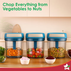 Pulse Vegetable String Chopper | Vegetable Cutter | 900ml | 6 Sharp Stainless-steel Blades for Precise Cutting | Transparent Bowl | Anti-slip Design | 1-Year Warranty