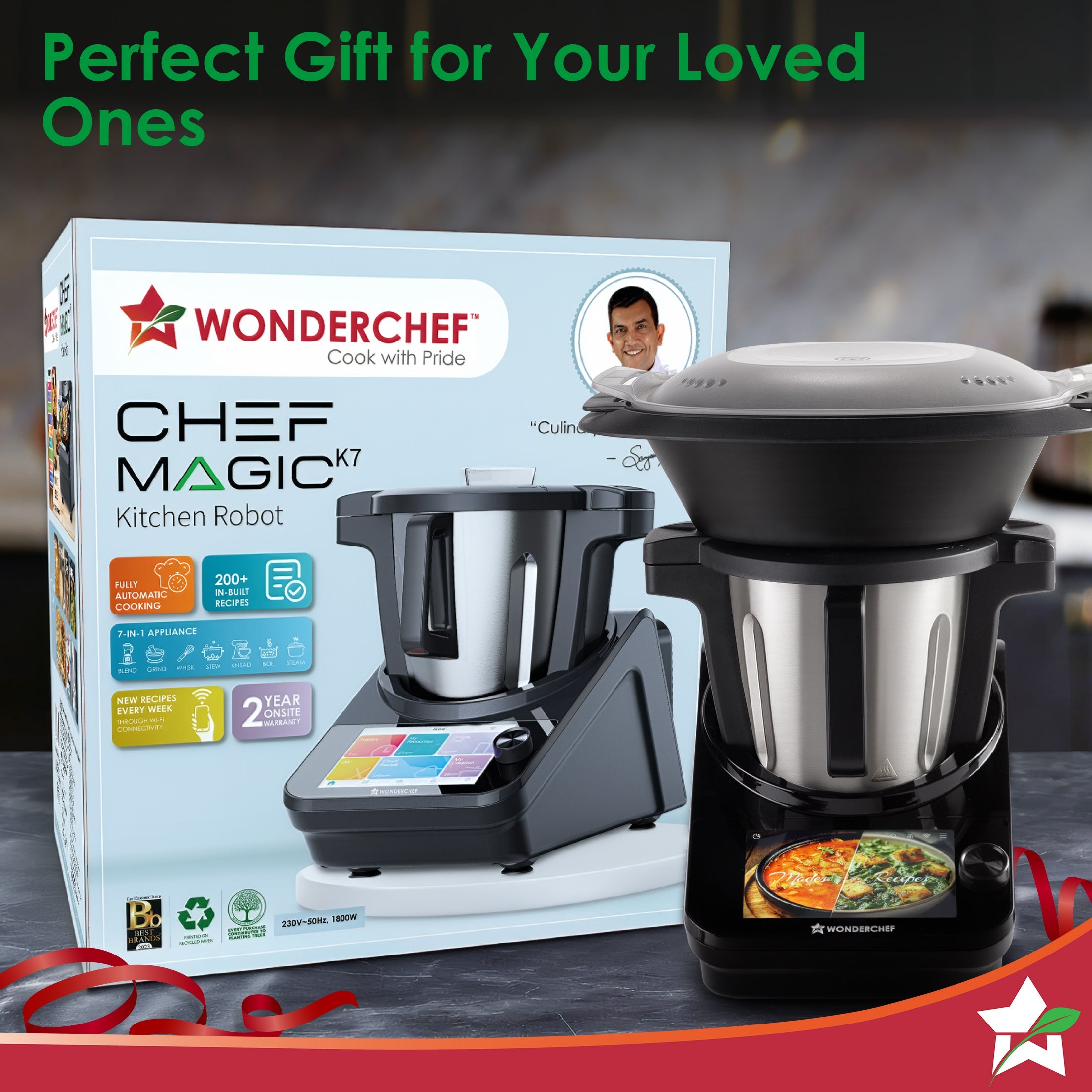 Chef Magic Kitchen Robot, Automatic Cooking Assistant, 500+ Recipes by Chef Sanjeev Kapoor, 15+ Cooking Modes, Create/Edit Recipes, Built-in Weighing Scale, Wi-fi & Phone App, 2-Yr Warranty