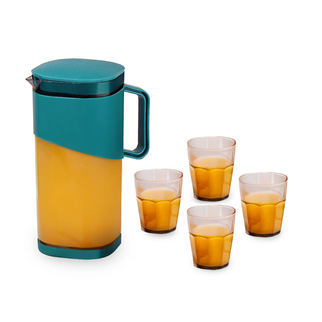Ambrosia Water Jug and Glass 5 Pc. Set, 1.8 L Jug with 4 Glasses, Serve Juices, Water and Other Beverages, BPA-free, Ideal for House Parties, Easy Pouring, Leak-proof, 1-Yr Warranty, Blue