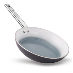 Eco-Glide Ceramic Fry Pan 24cm, 1.8 Litre Non-Toxic, Chemical & PFOA Free, Low Oil Cooking, Scratch-resistant, Stainless-steel Handle, Gas & Induction Compatible, 2-Year Warranty, Grey