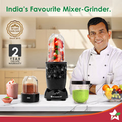 Nutri-blend Photon 500W Mixer Grinder, 22000 RPM Motor, Smoothie Maker, Masala Grinder, Chutney Blender, 3 Unbreakable Jars, Recipe Book by Chef Sanjeev Kapoor, 2 Yr Warranty, Black