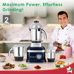 Cube 1000W Mixer Grinder, 3 Jars with Flow Breakers, Special Coarse Blade for Silbatta-style Khada Masala Grinding, Ideal for Grinding, Blending Chutney, Idli/Dosa Batter, 2-Yr Warranty
