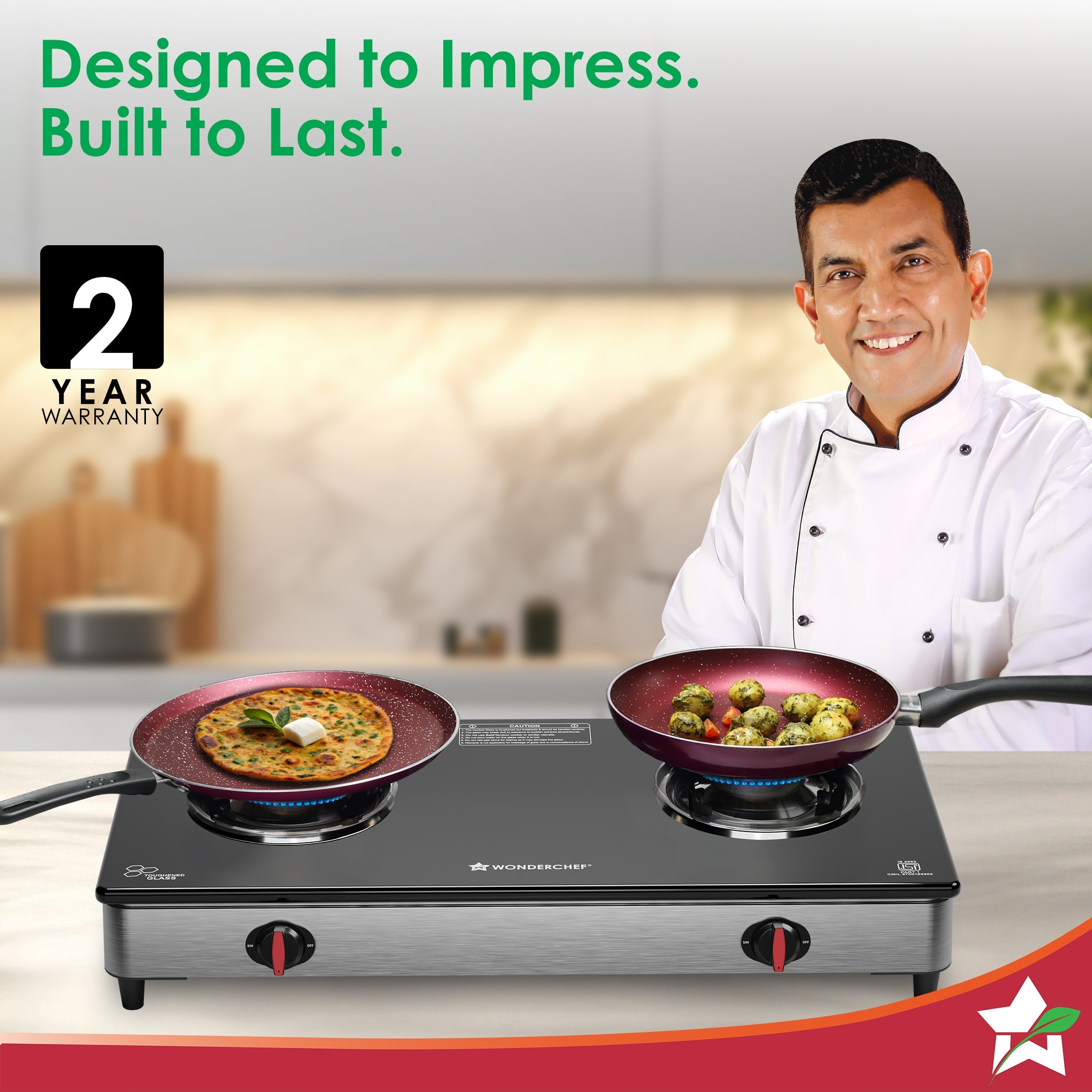 Galaxy 2 Burner Auto Gas Stove | 6mm Toughened Glass | Piezo Auto Ignition | 2 Years Warranty