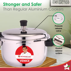 Renewed Venice Stainless-steel Pressure Cooker | 5L | Outer Lid | Triply Bottom | Compatible with Gas Stove, Induction, and Electric Stoves | ISI Certified | 1-Year Warranty