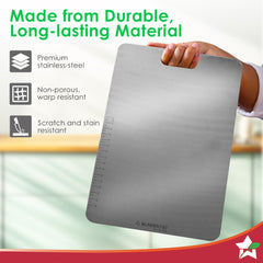Ambrosia Stainless-steel Vegetable Chopping Board for Kitchen | Heavy-duty Material | Crack and Warp Resistant | Non-porous | Sturdy Surface | Light-weight | Easy to Clean | 1-Year Warranty