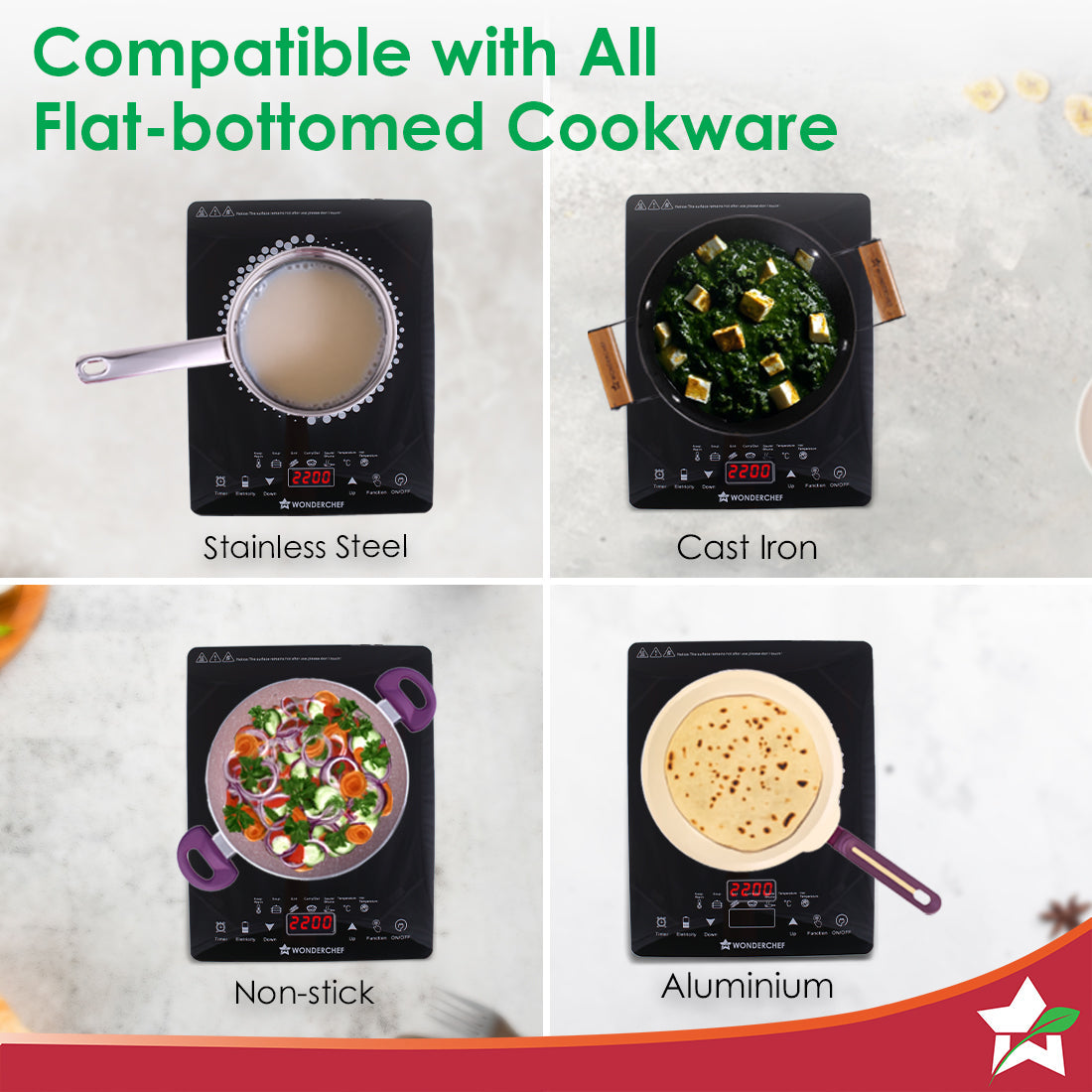 Easy Cook Hot Plate Infrared Cooktop | 2000 Watt | Feather Touch Control & 6 Power Settings | Pre-set Menus for Soups, Curries, Dals | Crystal Glass Top Surface | LED Digital Panel | Smart Touch Buttons | 1 Year Warranty