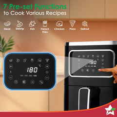Platinum 5L Digital Air Fryer | 1500W | 7 Preset Menus | 90% less fat | Rapid Air 360° Circulation Technology | Temperature & Timer Control | Chrome Finish | 2-Year Warranty