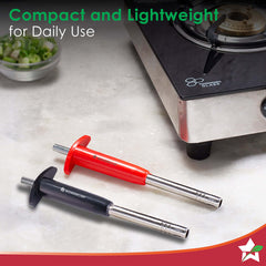 Premium Kitchen Gas Igniter/Lighter 2 Pcs, Stainless-steel, Use on Gas Stove at Home & Restaurant, Unbreakable, Easy Grip, Long-lasting, Rust-proof, Regular Size, 1 Yr Warranty