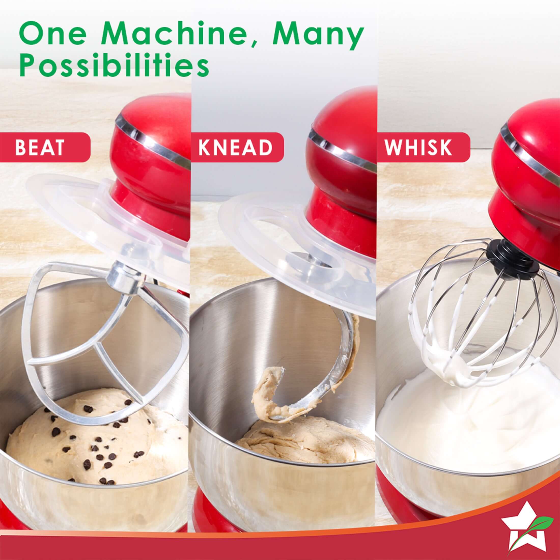 Regalia Stand Mixer | 4.5L Stainless-steel Bowl | Whisk, Whip, Beat, Mix | For Cake & Pizza Doughs, Creams, Salad Dressings, Egg Whites/Yolks | 6-speed Setting | 3 Attachments | 2-year Warranty