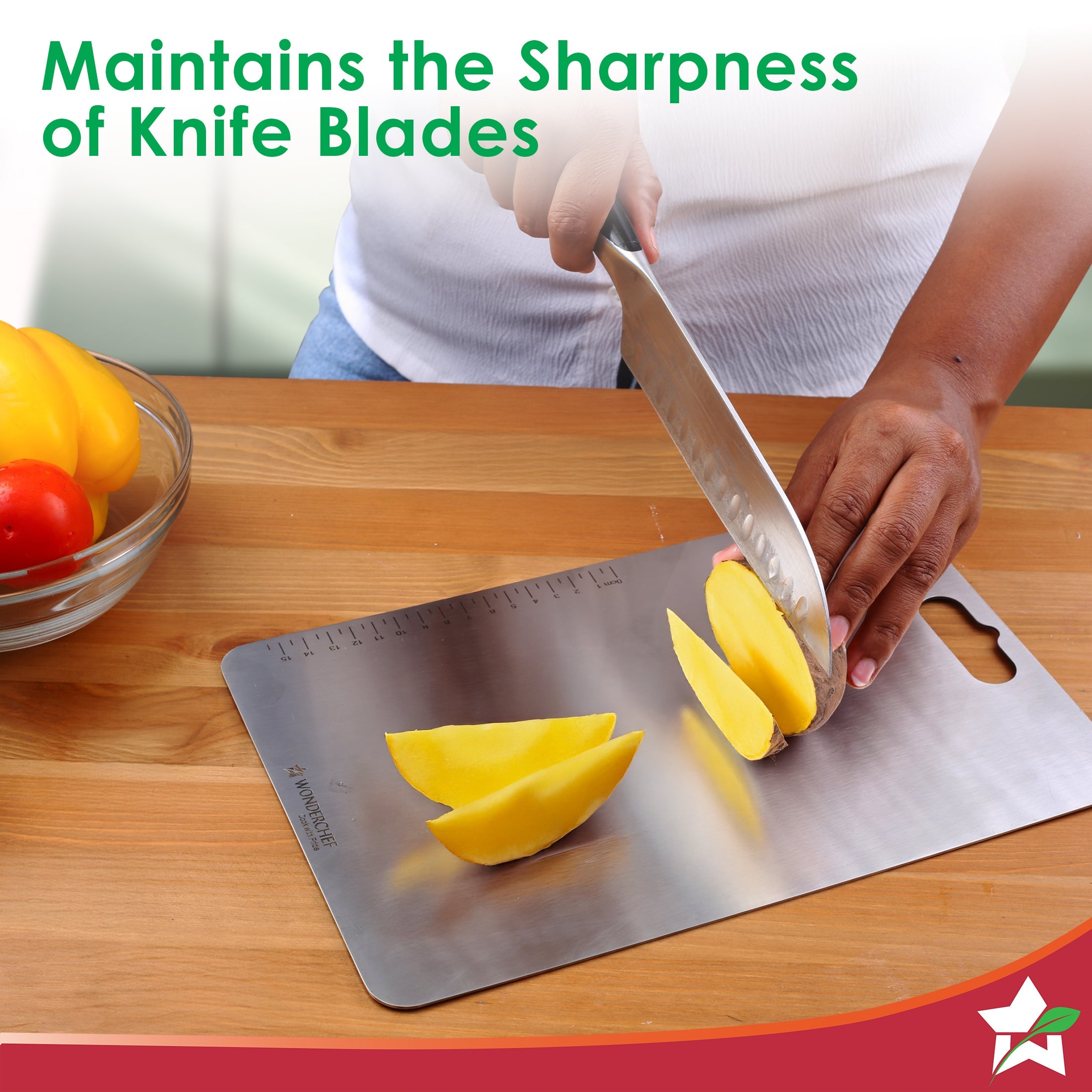 Ambrosia Stainless-steel Vegetable Chopping Board for Kitchen | Heavy-duty Material | Crack and Warp Resistant | Non-porous | Sturdy Surface | Light-weight | Easy to Clean | 1-Year Warranty