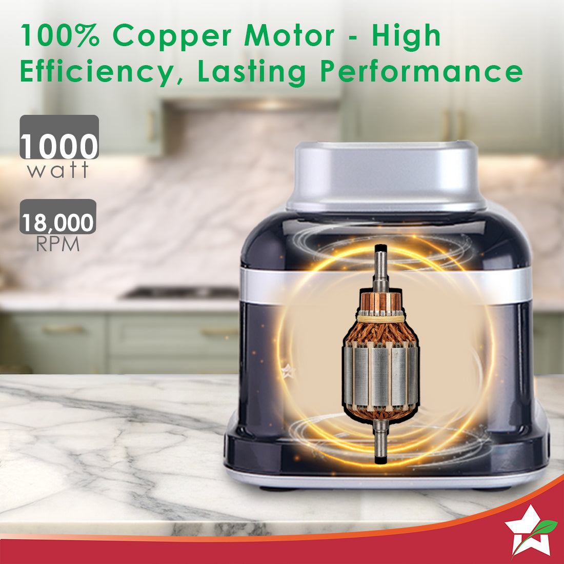 Cube 1000W Mixer Grinder, 4 Jars with Flow Breakers, Special Coarse Blade for Silbatta-style Khada Masala Grinding, Ideal for Grinding, Blending Chutney, Idli/Dosa Batter, 2-Yr Warranty
