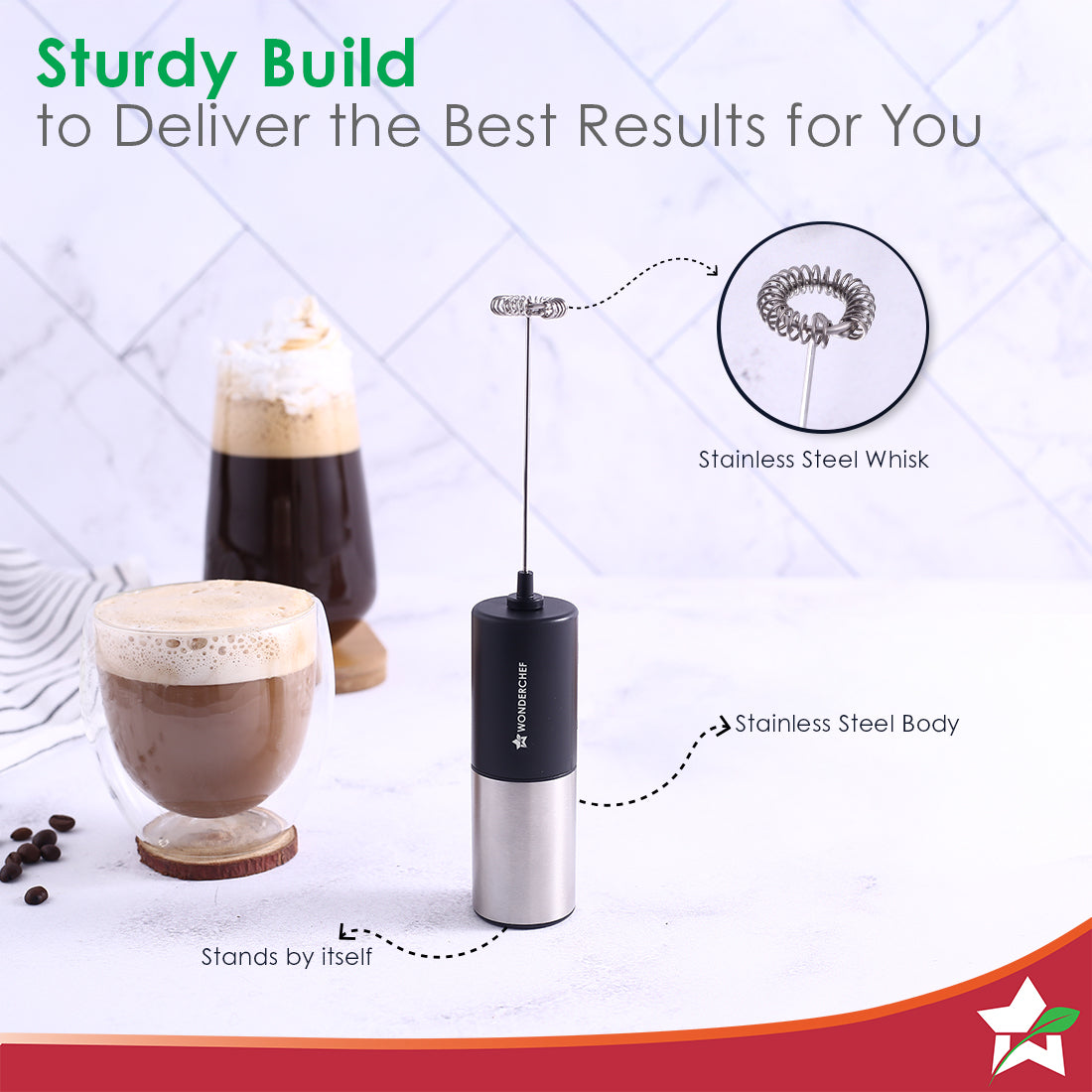 French Press Coffee Maker 350 ml with Milk Frother | Heat Resistant Borosilicate Glass Carafe | 18/8 Stainless Steel 4 -Level Strainer System | Brew in 3 Mins | Battery-Operated Frother | 1 Year Warranty