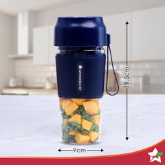 Nutri-Cup Portable Blender | USB Charging | Smoothie maker | SS Blades | Battery Operated Rechargeable Blender | 300ml | Compact Size | Blue
