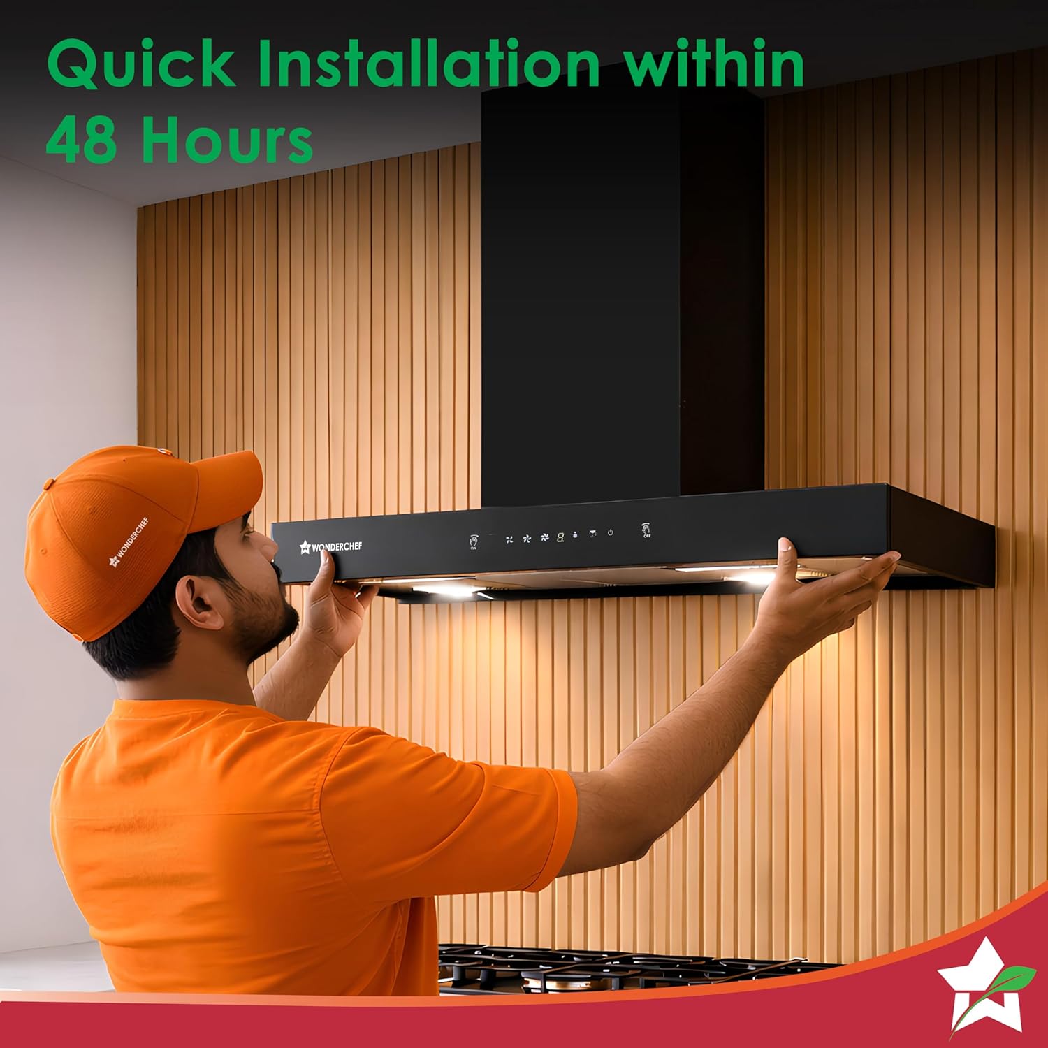 Ruby Sleek Chimney | Powerful Suction of 1400m3/hr | Auto Clean Function | Oil Collector | Low Noise | Black
