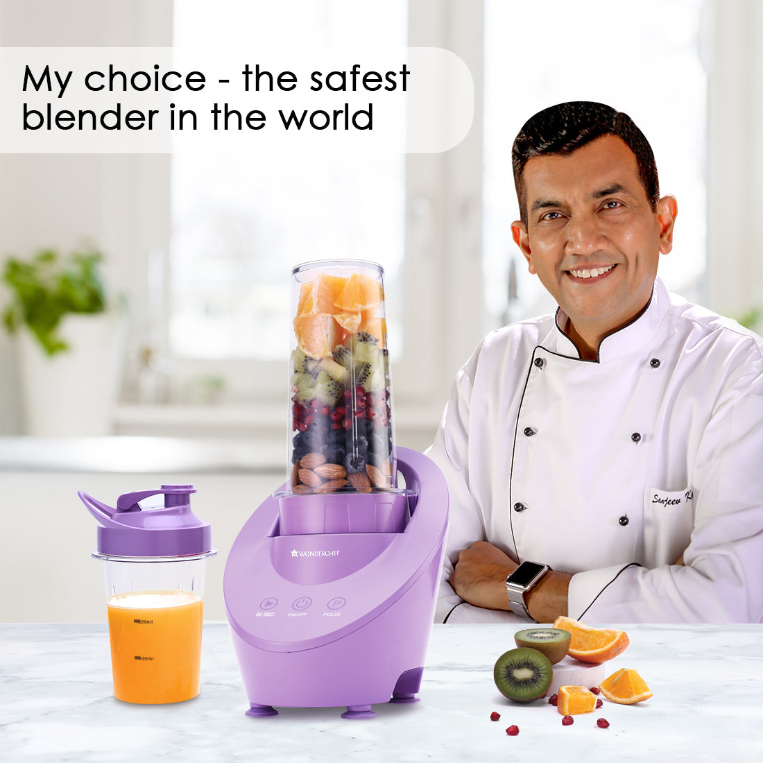 Magneto Blender | Smoothie & Juice Maker | World's Safest with Magnetic Induction Tech | Variable Speed | Automatic with 60-sec auto-stop | Portable with Sipper Jar | 2-Year Warranty