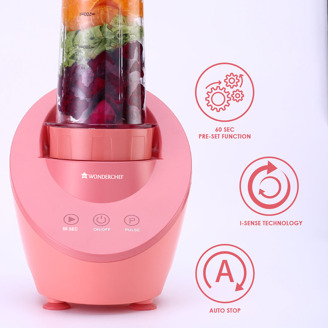 Magneto Blender | Smoothie & Juice Maker | World's Safest with Magnetic Induction Tech | Variable Speed | Automatic with 60-sec auto-stop | Portable with Sipper Jar | 2-Year Warranty