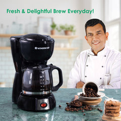 Onyx Brew Coffee Maker | Drip Coffee | 6 Cups Coffee | 750 ml Borosilicate Glass Carafe with Hot Plate | Anti Drip| Auto Shut Off | Reusable Conical Filter | 600W | 2 Year Warranty