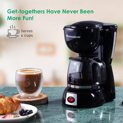 Onyx Brew Coffee Maker | Drip Coffee | 6 Cups Coffee | 750 ml Borosilicate Glass Carafe with Hot Plate | Anti Drip| Auto Shut Off | Reusable Conical Filter | 600W | 2 Year Warranty