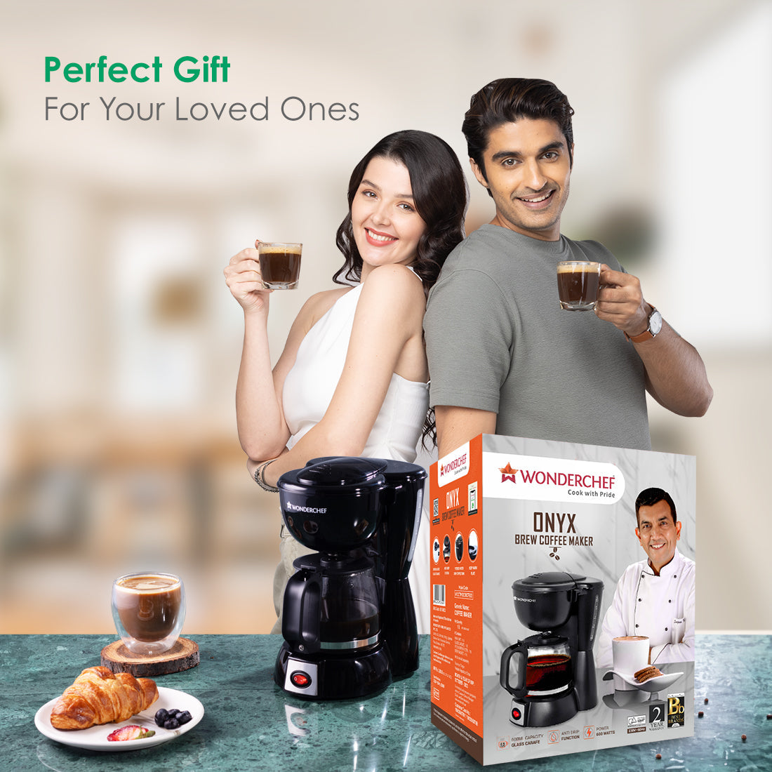 Onyx Brew Coffee Maker | Drip Coffee | 6 Cups Coffee | 750 ml Borosilicate Glass Carafe with Hot Plate | Anti Drip| Auto Shut Off | Reusable Conical Filter | 600W | 2 Year Warranty